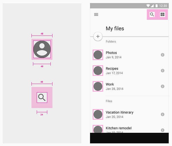 Apple vs Google UI Touch Target Size