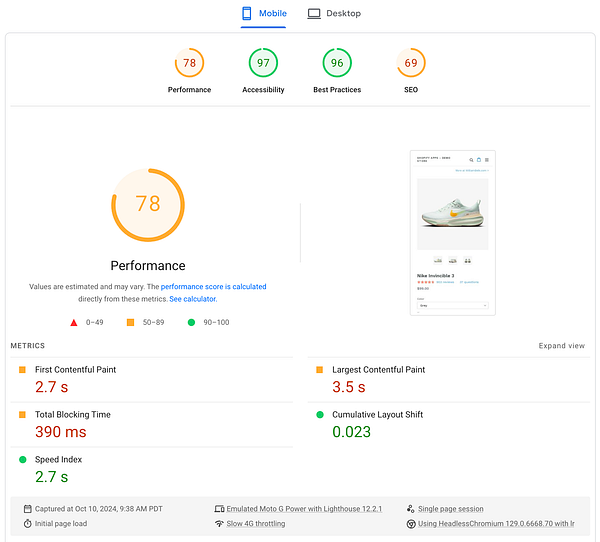 Yotpo vs Rapid Reviews for Shopify — 15+ points on mobile page speed score