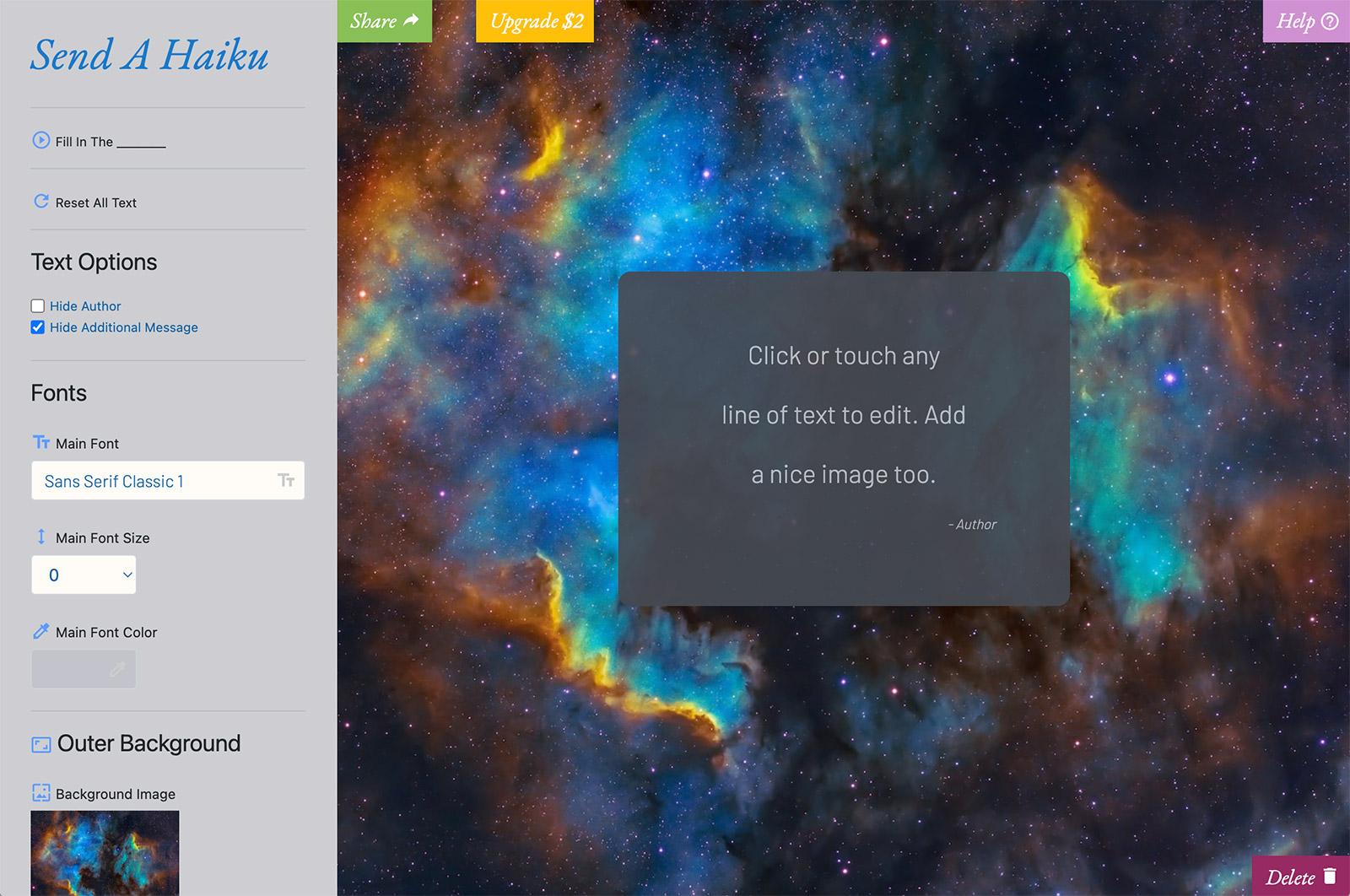 Send A Haiku Edit Screen