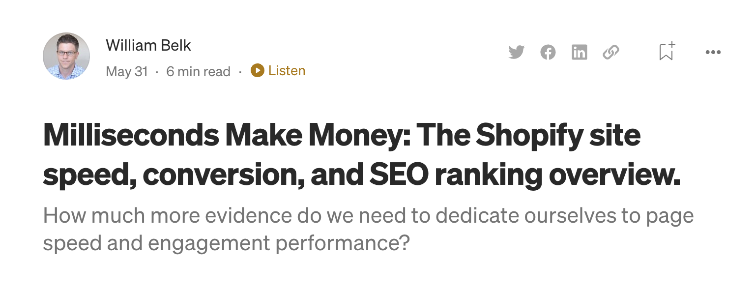 Milliseconds make money page speed