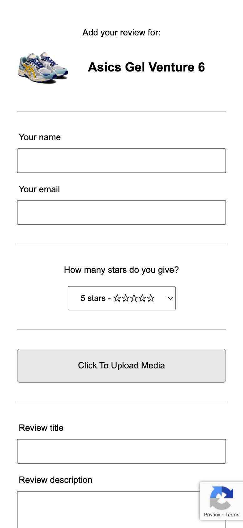 Shopify Product Reviews Direct Review Capture Page Mobile