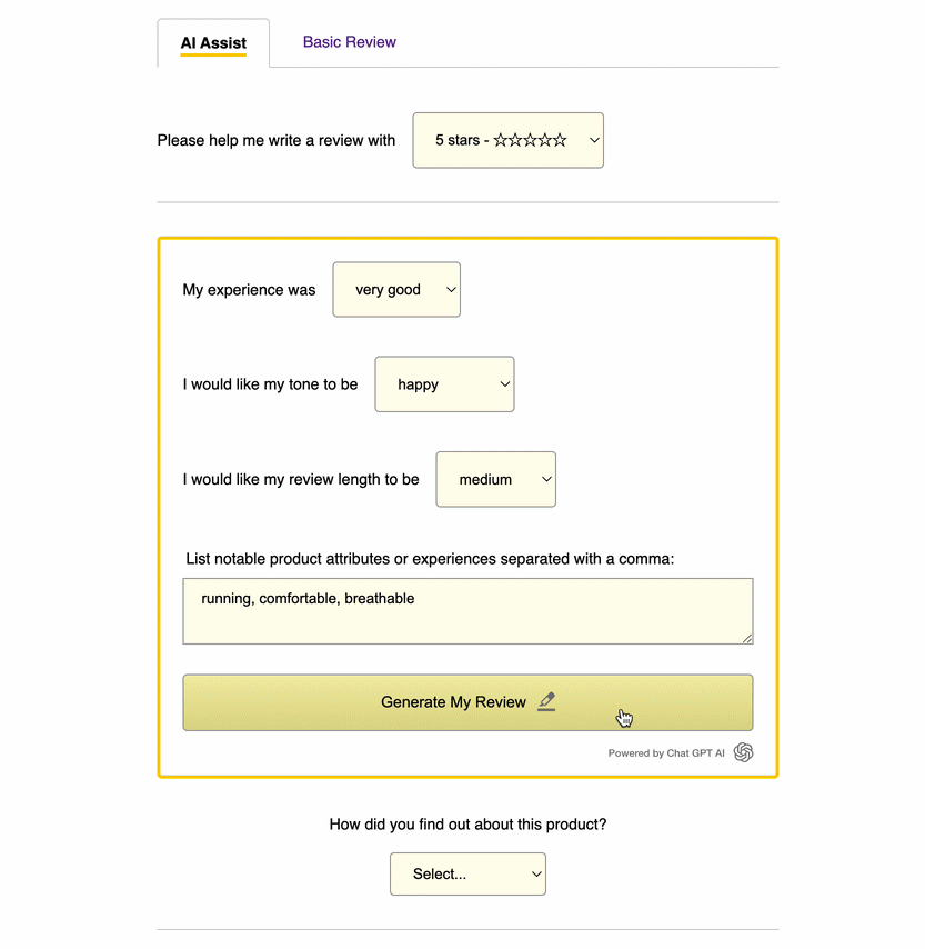 Rapid Reviews Chat GPT AI Shopify Product Reviews animated gif
