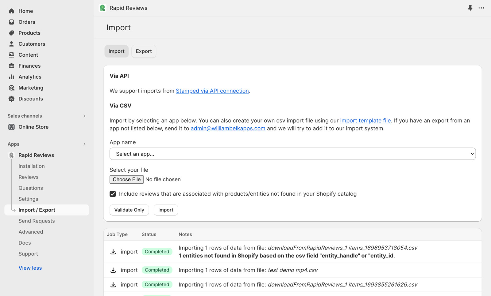 Shopify Product Reviews & Replies Import Export