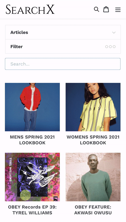 Shopify Search Collection Filtering App Article Search Filtering Mobile