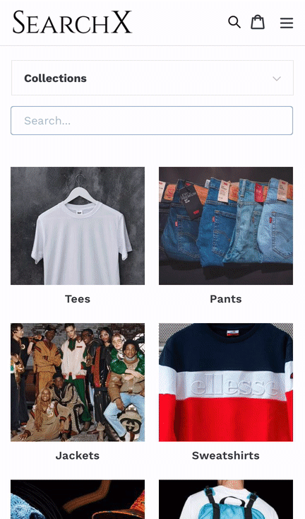 Shopify Search Collection Filtering App Collections Search Mobile